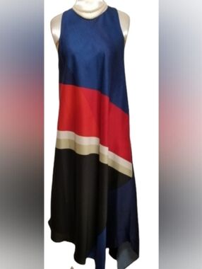 Rachel Rachel Roy Multicolored Colorblock Sleeveless Asymmetrical Midi Dress